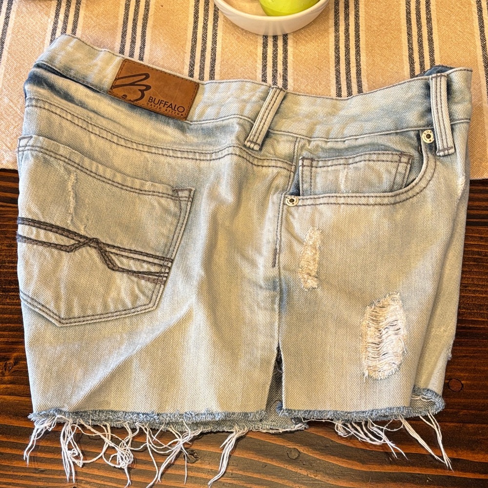 Buffalo David Bitton Light Blue Ripped Jean Shorts